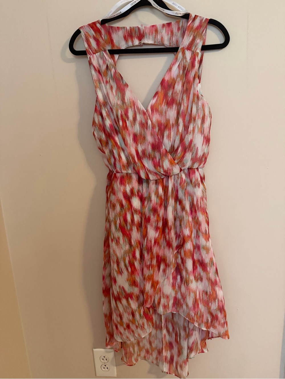 Sleeveless V-Neck Printed Summer Dress in Pink and Orange